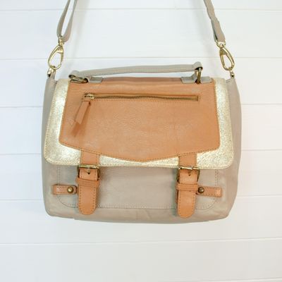 La Redoute Mademoiselle R. Beige, Tan &amp; Gold Leather Shoulder Bag