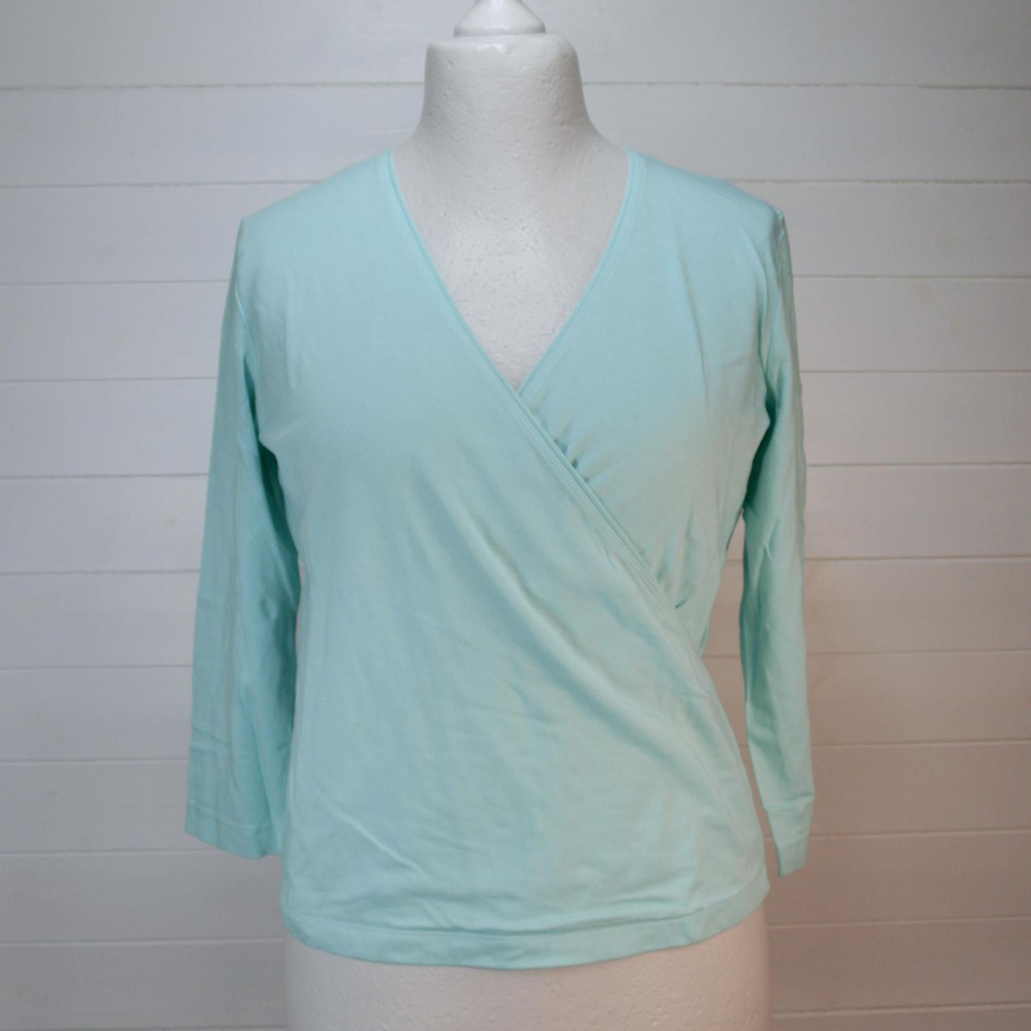Artigiano Mint Green Stretch Crossover Top
