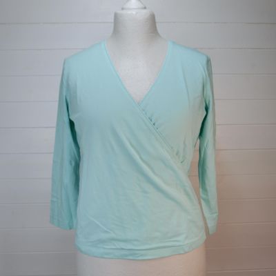 Artigiano Mint Green Stretch Crossover Top