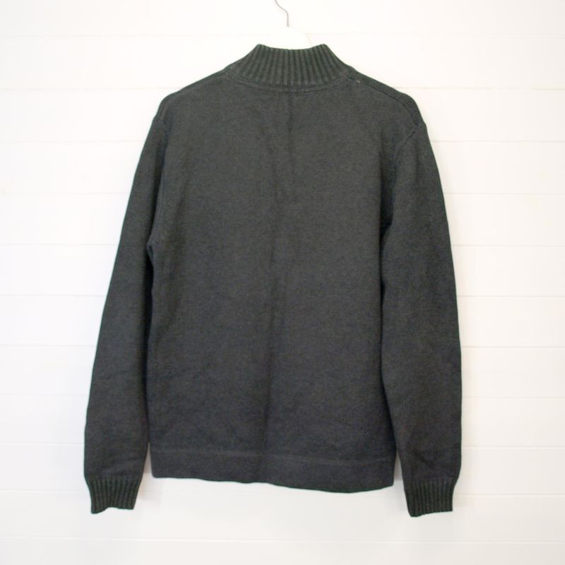 Jeff &amp; Co Dark Grey Cotton Zipped Cardigan