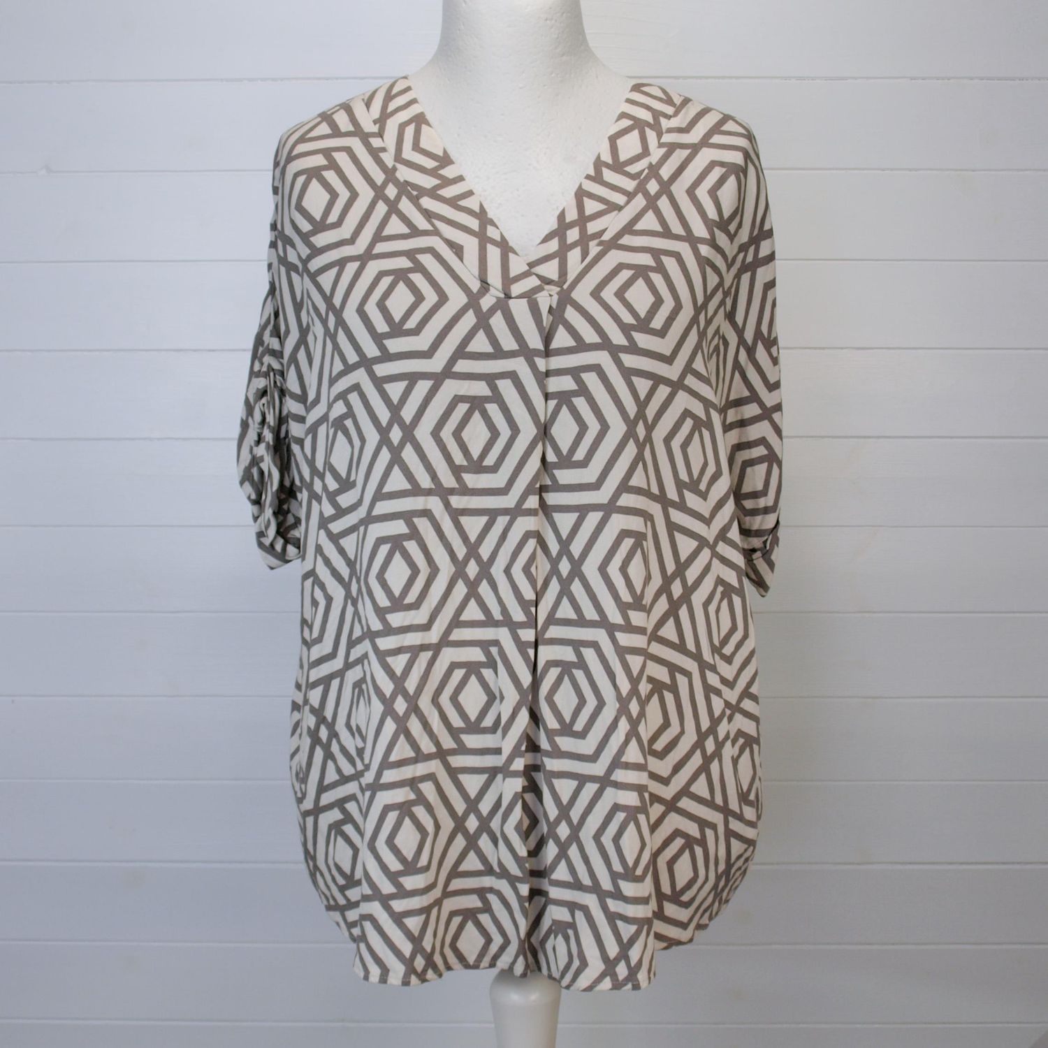 Apricot Beige Viscose Summer Blouse Top - 12