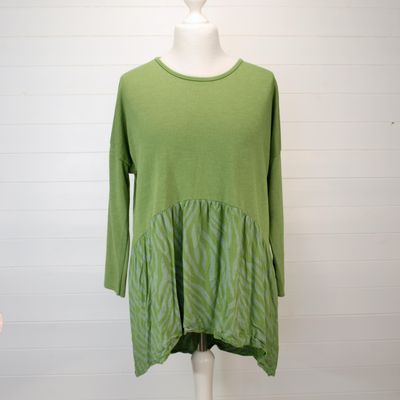 Made In Italy Long Green Viscose Tunic Top or Dress - 16-18