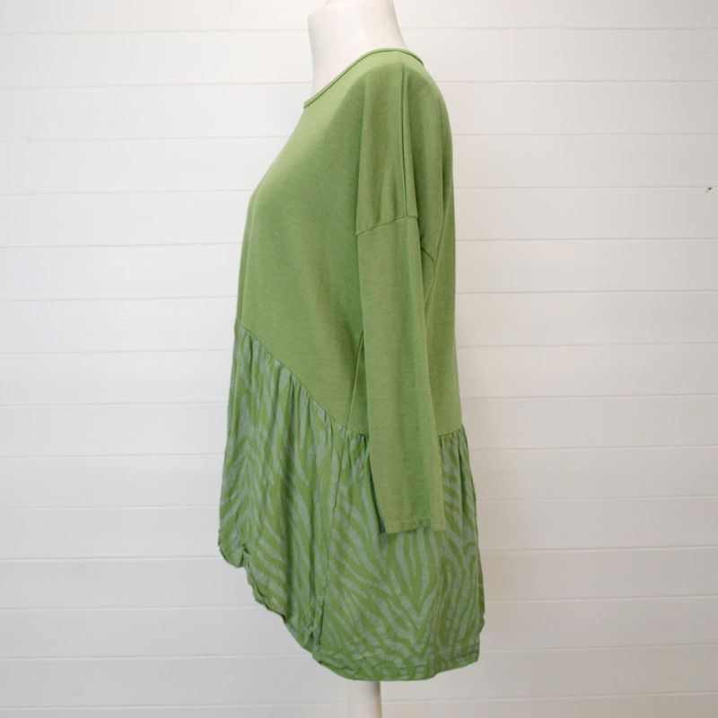 Made In Italy Long Green Viscose Tunic Top - 16-18