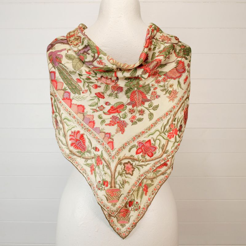 Liberty Vintage Silk Scarf - Tree of Life, Hand Rolled