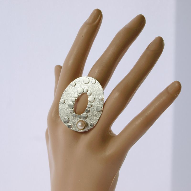 Silver &amp; Pearl Studio Jewellery Ring