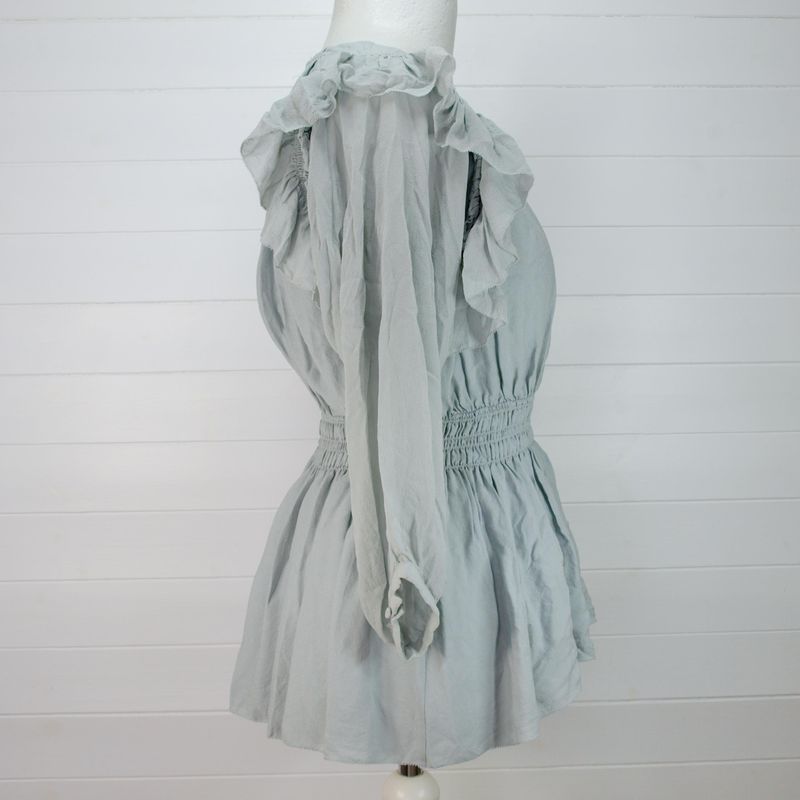 Whistles Grey Silk Ruffled Ladies Blouse - 8