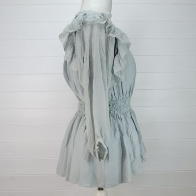 Whistles Grey Silk Ruffled Ladies Blouse - 8