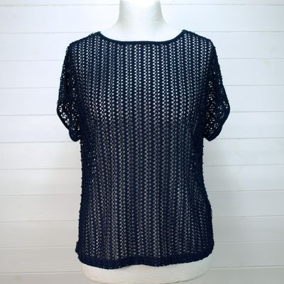 Great Plains Blue Net Mesh Top - M