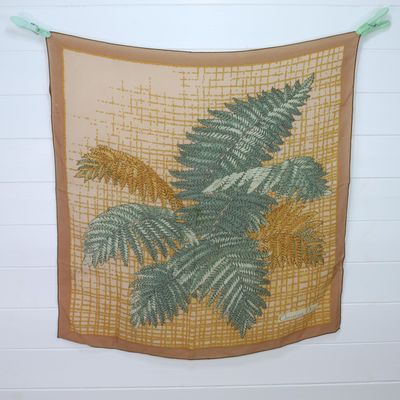 Christian Dior Vintage Silk Scarf Fern Leaves