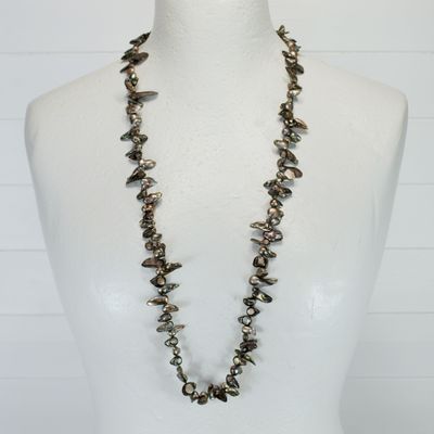 Grey Blister Pearl Long Necklace 94cm Long