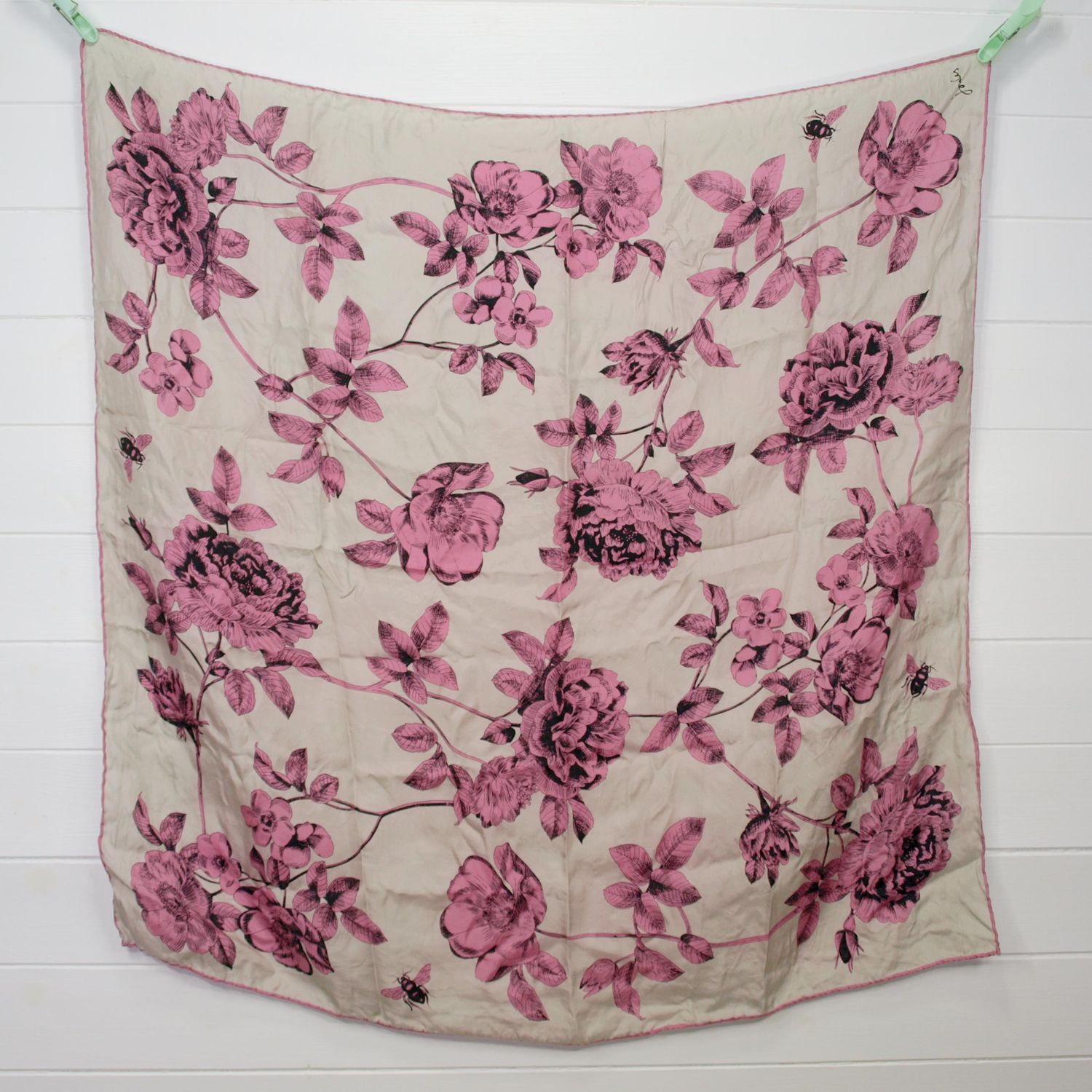 Joules Pink Floral Silk Scarf 