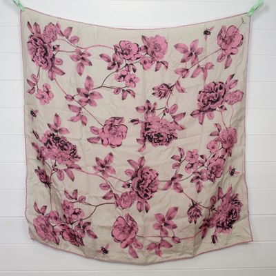 Joules Pink Floral Silk Scarf 
