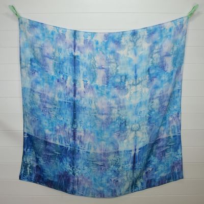 Silk Scarf Hand Rolled Tie Dye Blue &amp; Purple