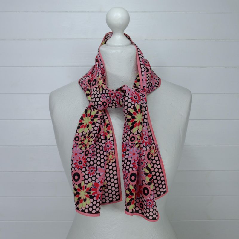 Pink Silk Floral Rectangle Scarf