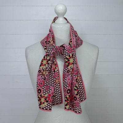 Pink Silk Floral Rectangle Scarf