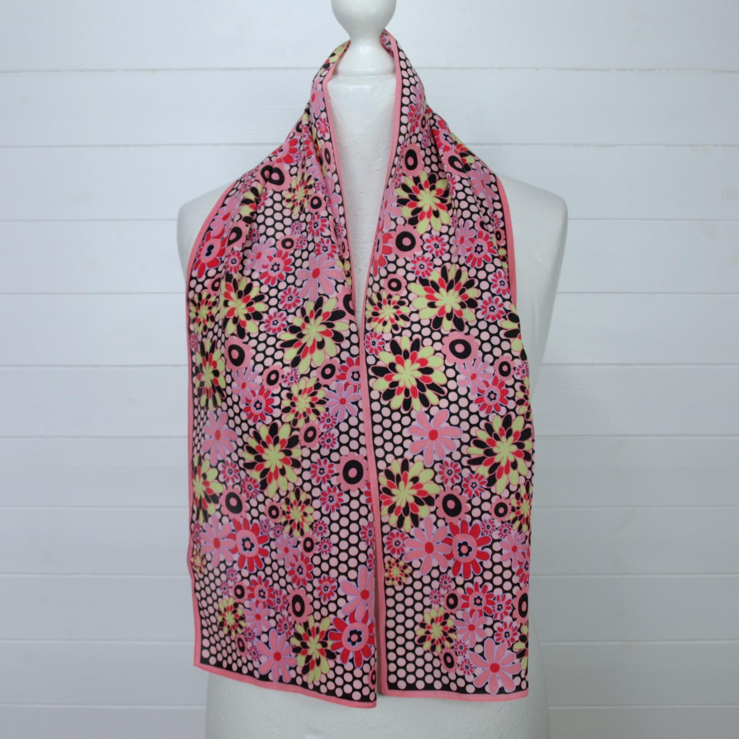 ​Pink Silk Floral Rectangle Scarf
