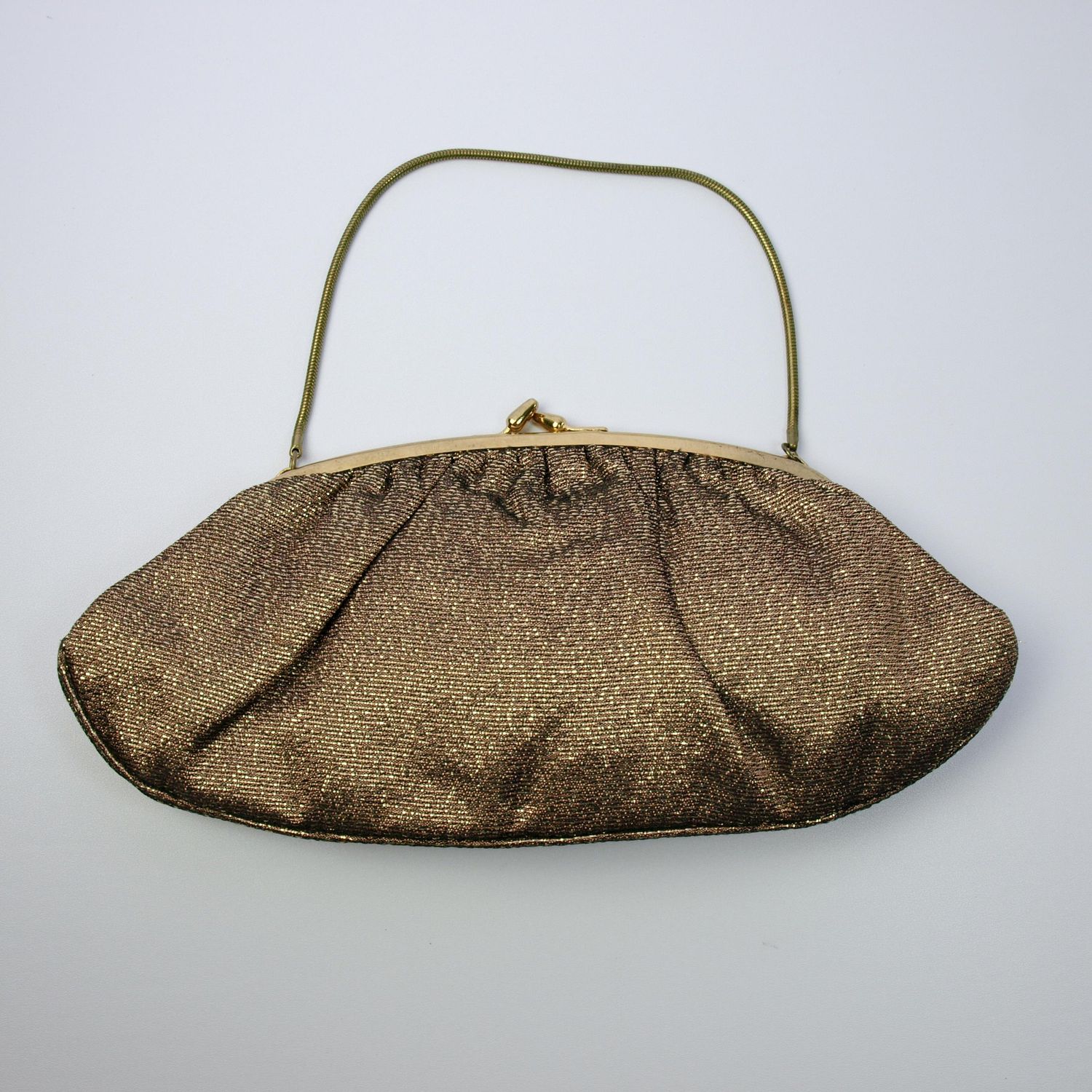 Vintage 50s or 60s Bronze Fabric Evening Bag