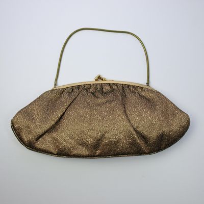 Vintage 50s or 60s Bronze Fabric Evening Bag