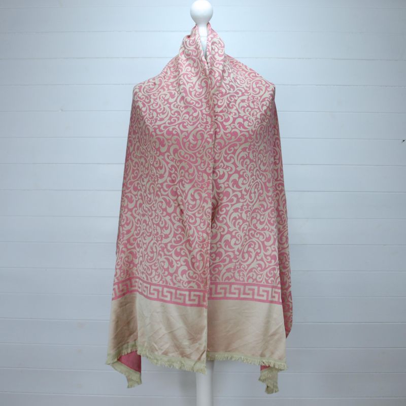 Damask Pink &amp; Beige Rectangle Wrap or Shawl