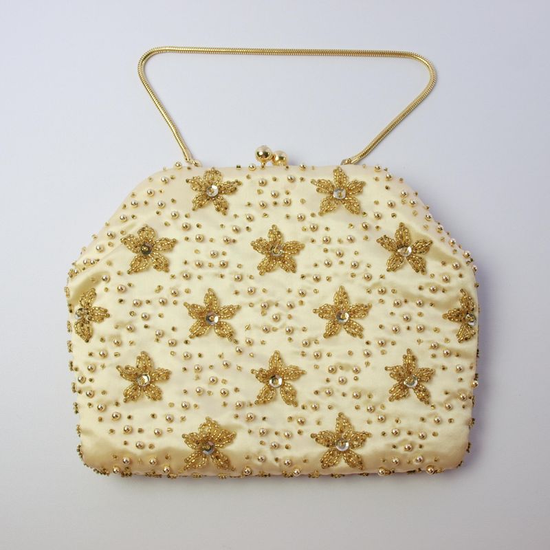 Vintage Gold Beaded &amp; Diamante Evening Bag