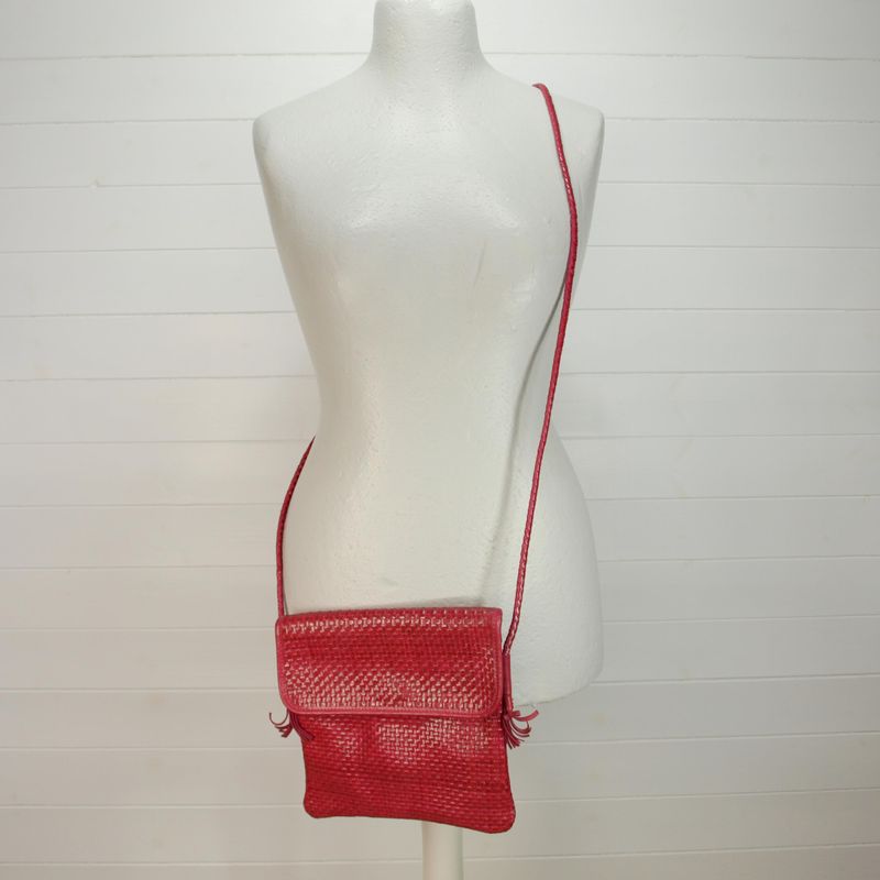 Zerimar Woven Red Leather Crossbody Boho Tassel Bag