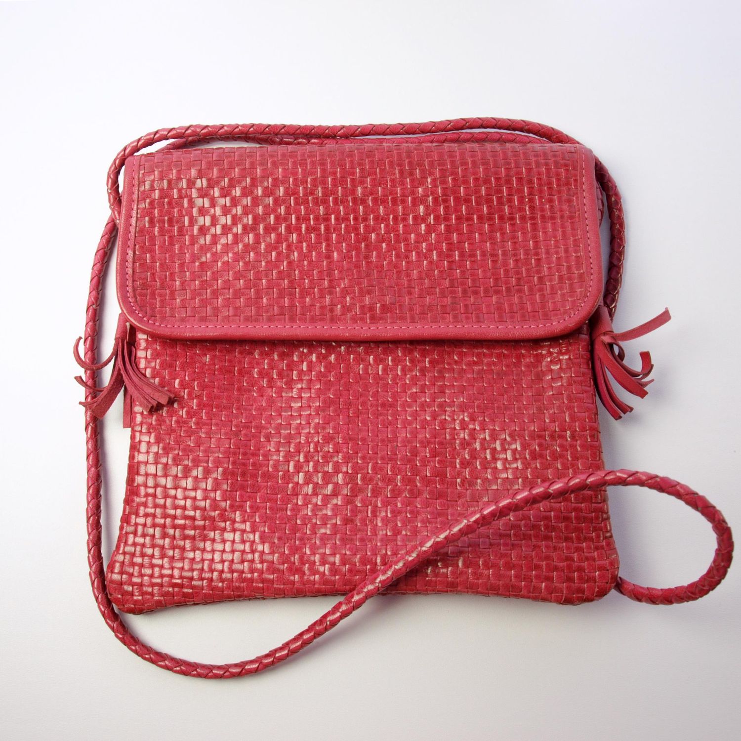 Zerimar Woven Red Leather Crossbody Bag