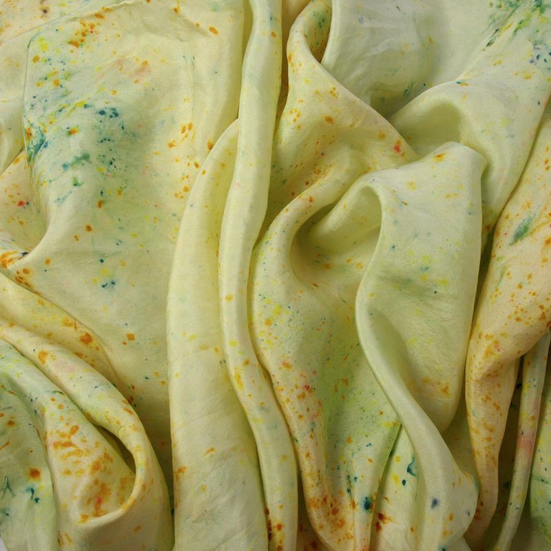 Vintage Hand Painted Yellow Silk Rectangle Scarf