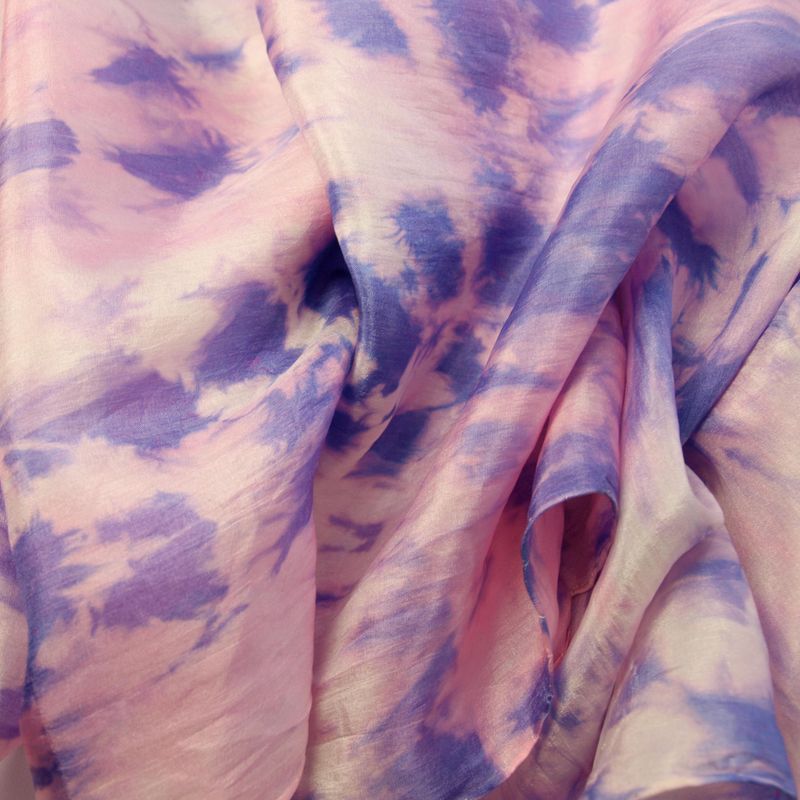 Lilac Tie-Dye Silk Rectangle Scarf