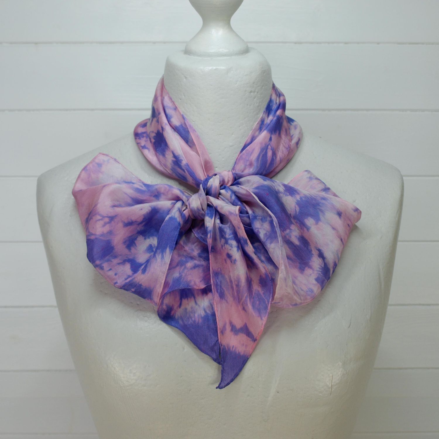 Lilac Tie-Dye Silk Rectangle Scarf 
