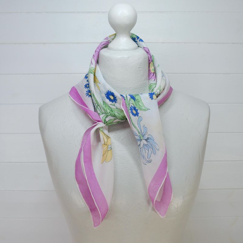 Cottagecore Vintage Floral Silk Square Scarf