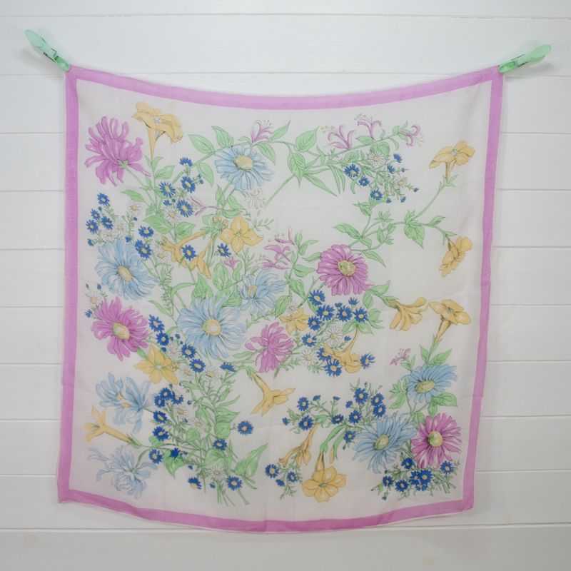 Cottagecore Vintage Floral Silk Square Scarf 