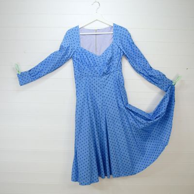 Vintage 40s Blue Full Circle Party Dress