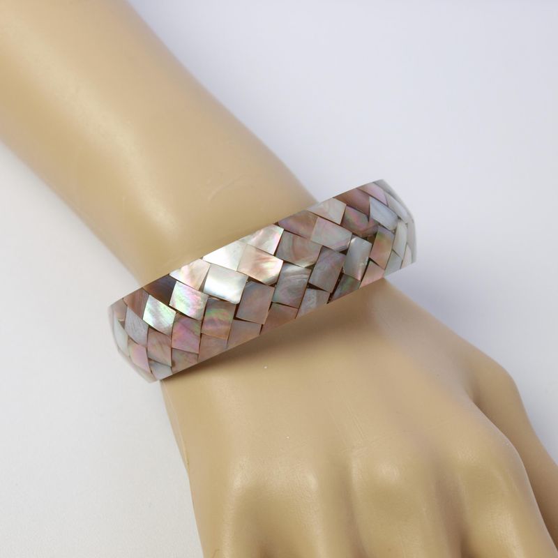 Brown Micro Mosaic Shell Bangle