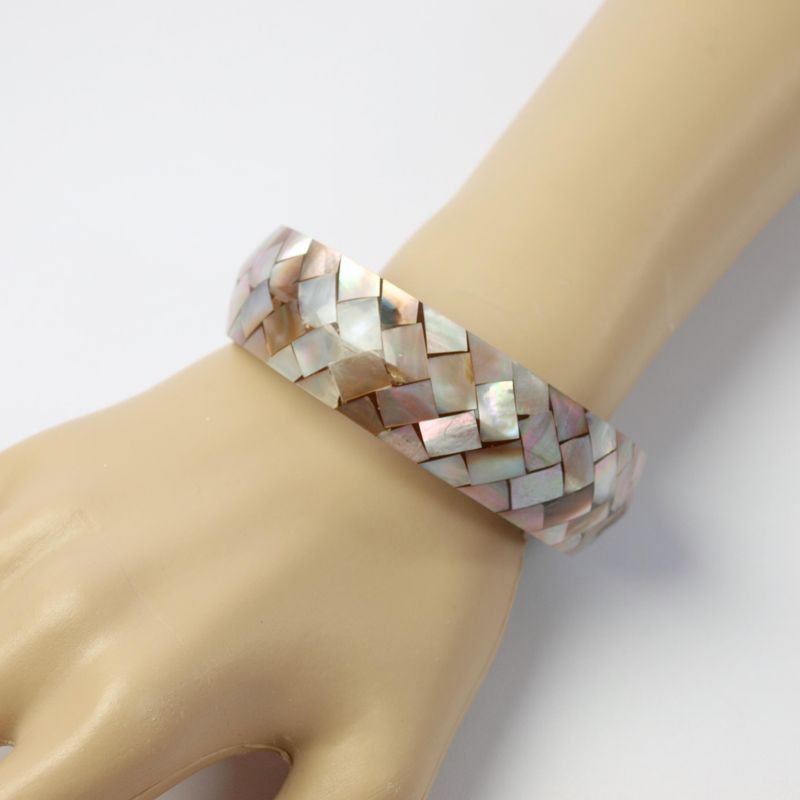 Brown Micro Mosaic Shell Bangle