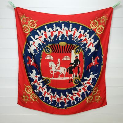 Hermes Manege Red Silk Square Scarf