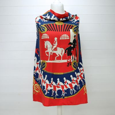 Hermes Manege Red Silk Square Scarf