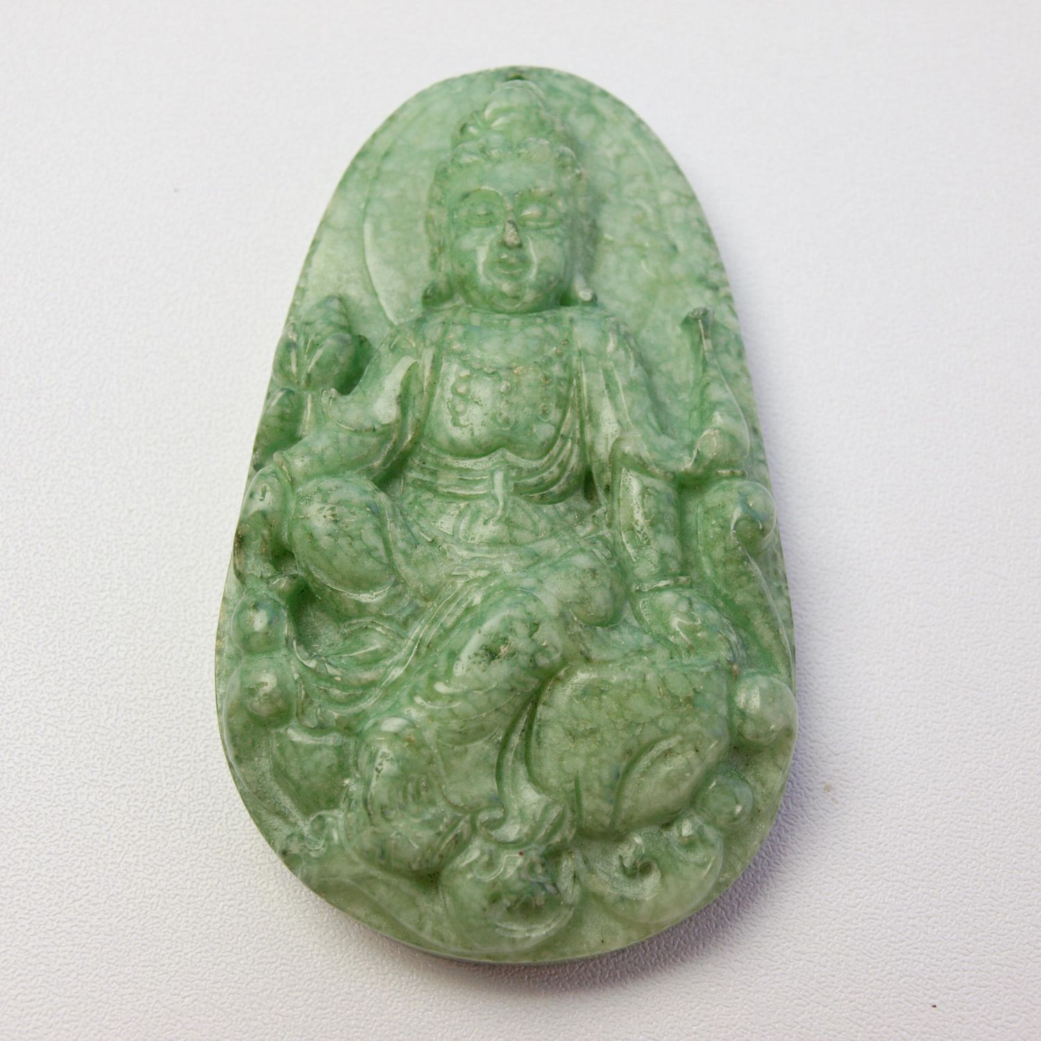 Antique Chinese Jade Carved Guan Yin Amulet 