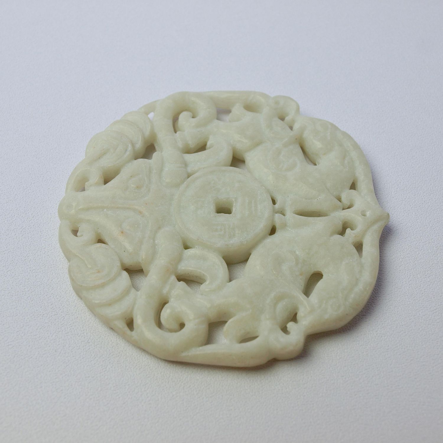 Antique Chinese White Jade Carved Amulet