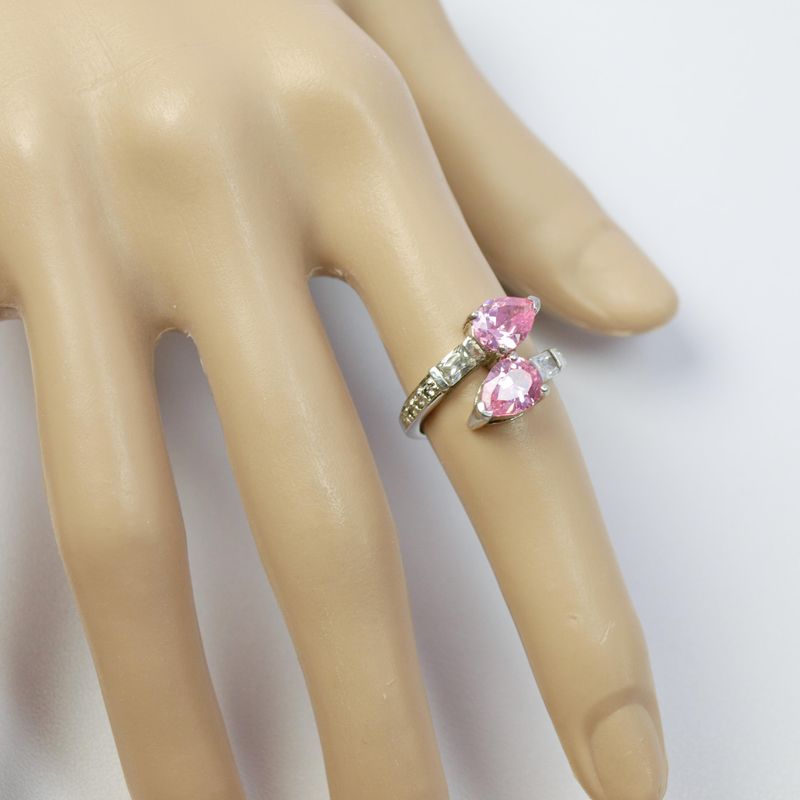 Solid 925 Silver Pink CZ Ring Size M