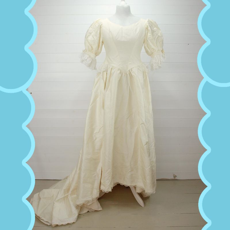Vintage Silk Taffeta Wedding Dress 8-10