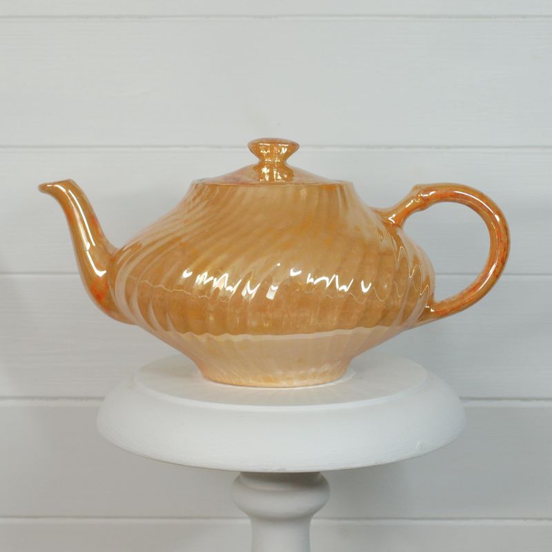 Vintage Arthur Wood Pearlescent Orange Swirl Teapot