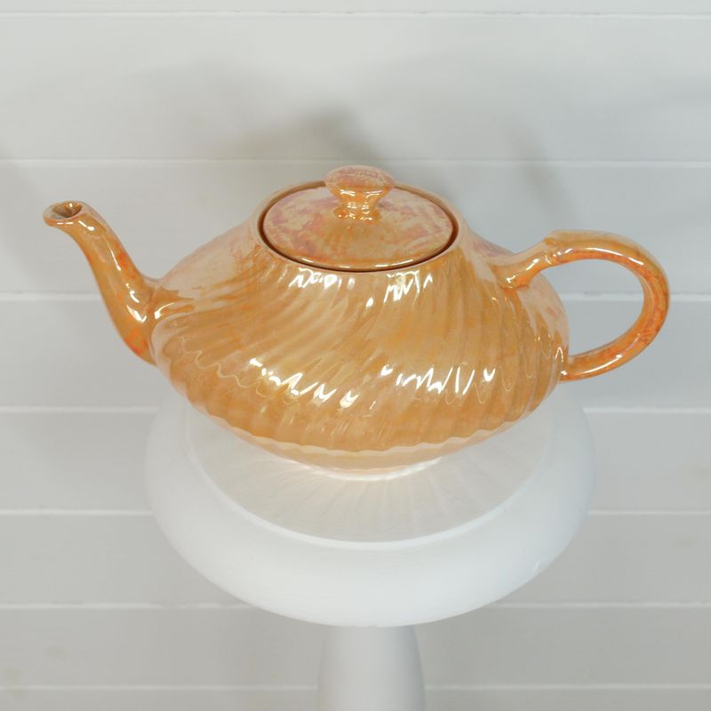 Vintage Arthur Wood Pearlescent Orange Swirl Teapot