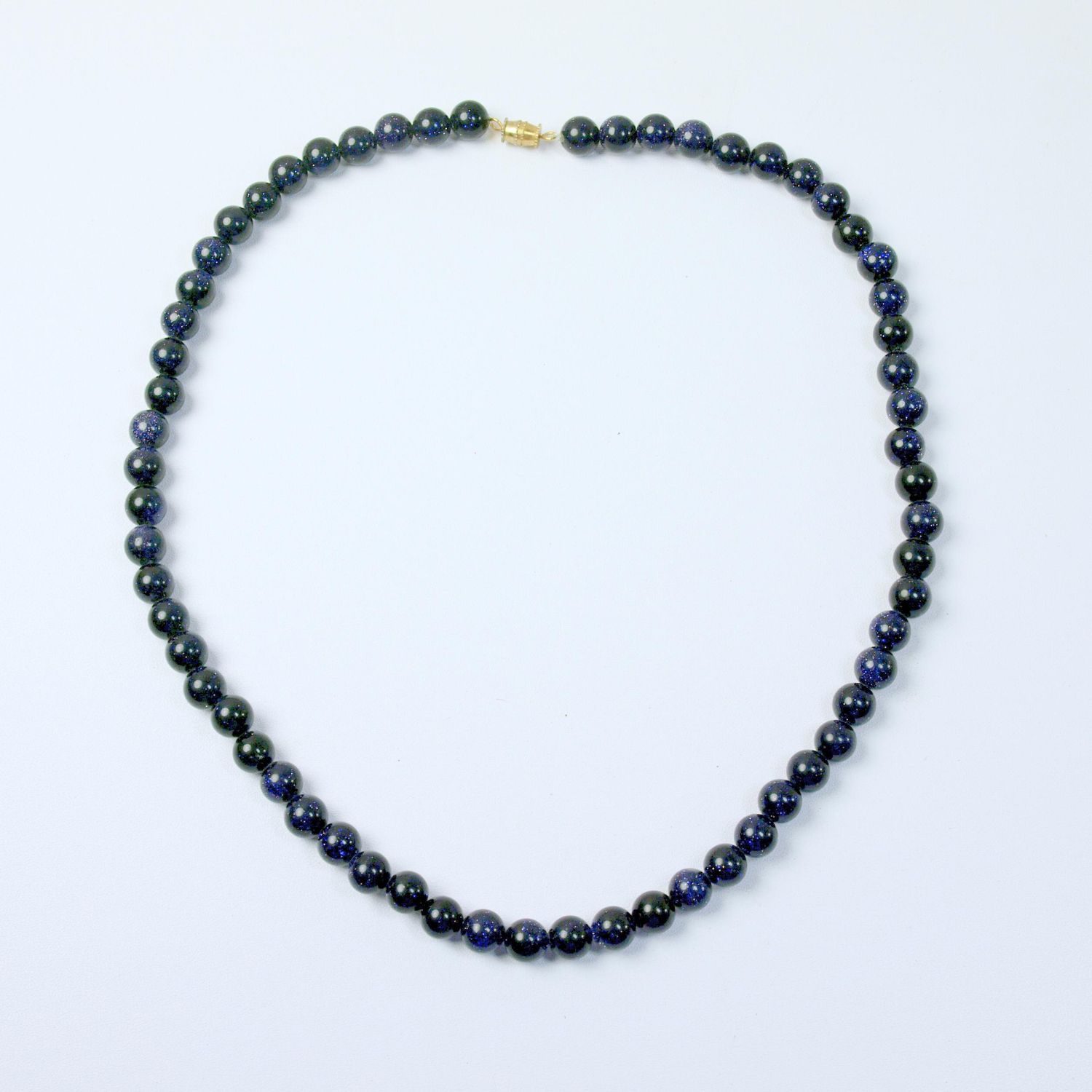 Vintage Blue Goldstone Bead Necklace