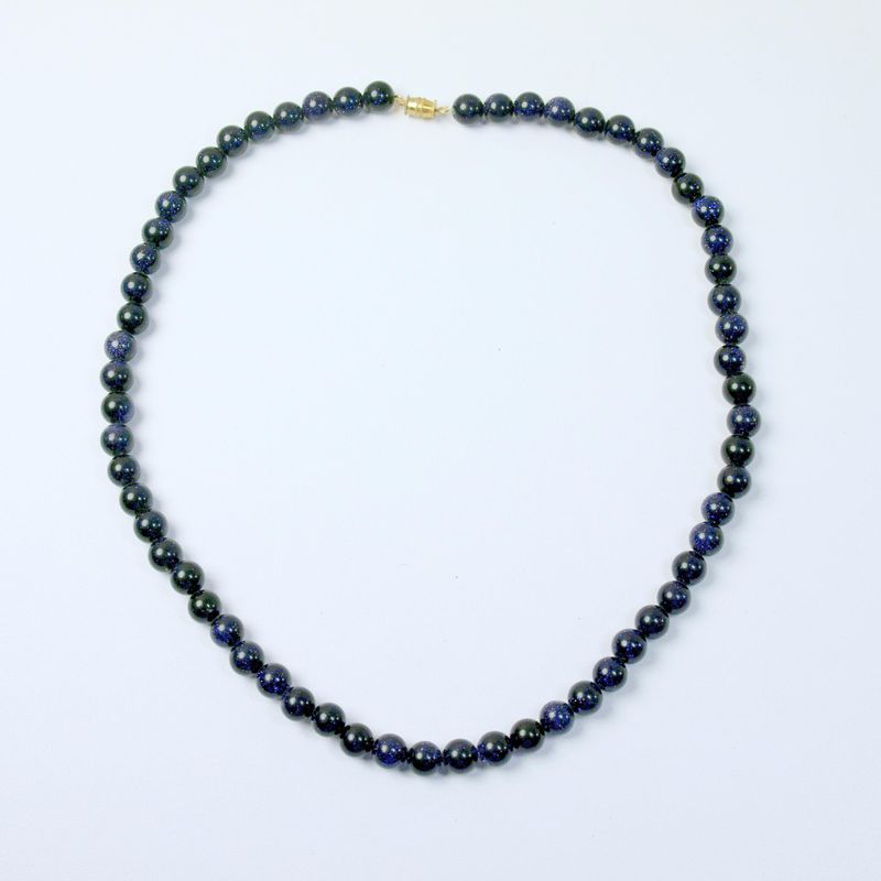 Vintage Blue Goldstone Bead Necklace
