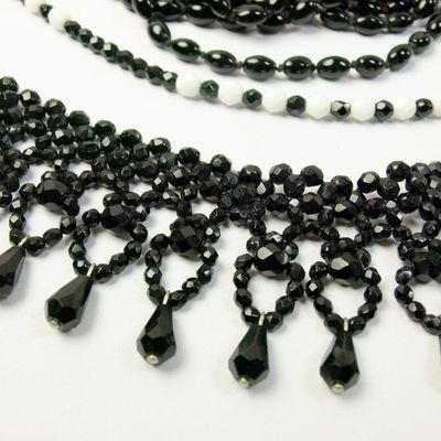 Three Vintage Black Glass Necklaces