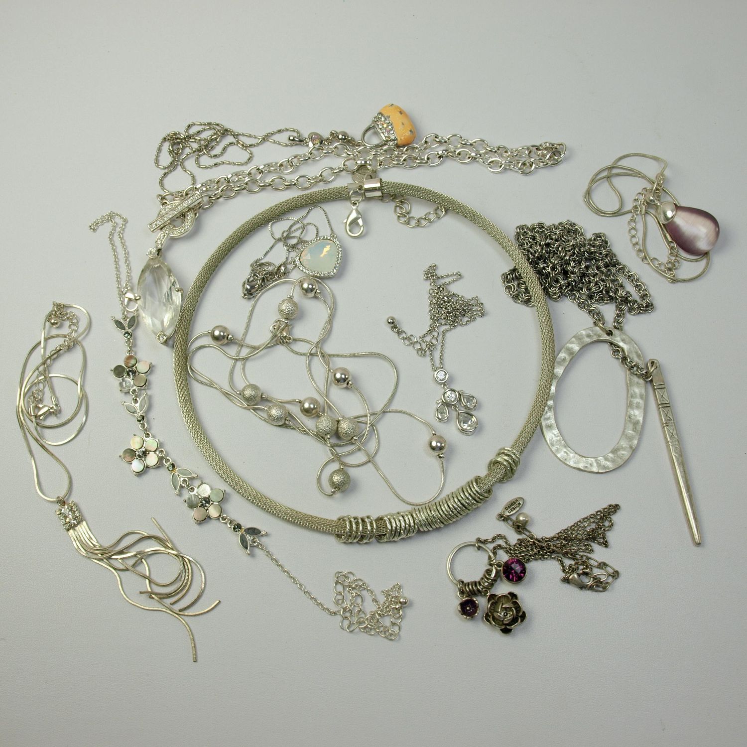 Preloved Silvertone Necklace Bundle
