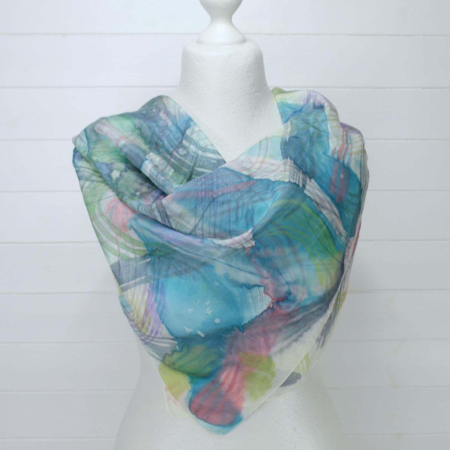 Silk Scarf - Hand Painted &amp; Hand Rolled