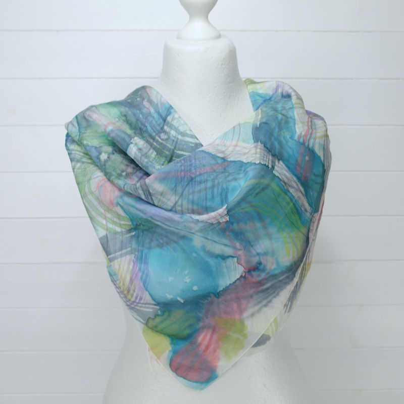 Silk Scarf - Hand Painted &amp; Hand Rolled