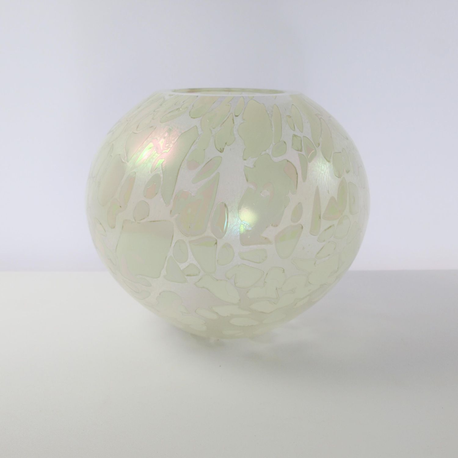 Vintage 60s Bohemian Glass Fishbowl Vase