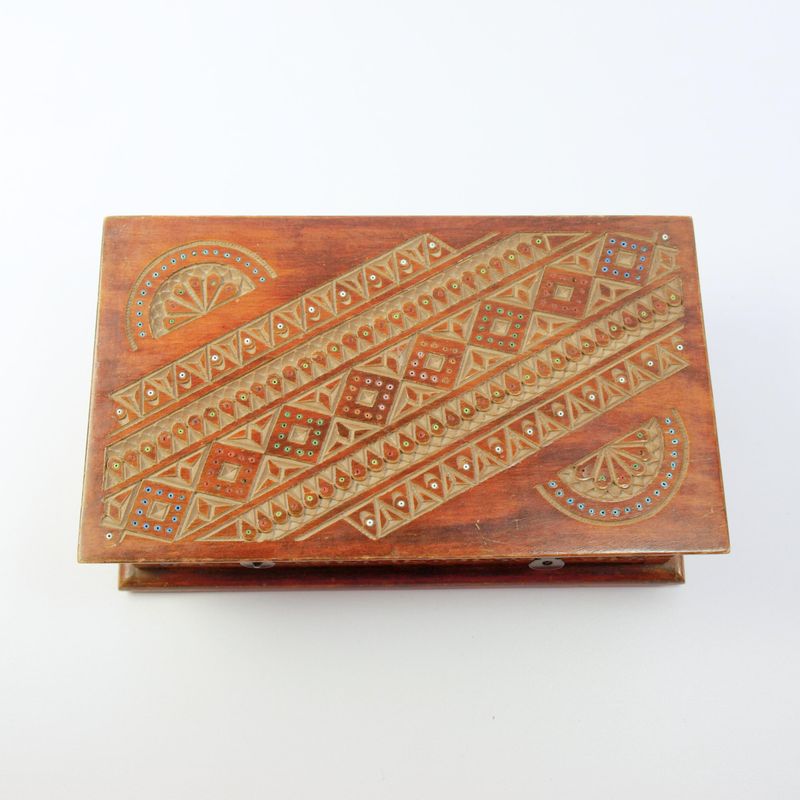 Vintage Hand Carved Wooden Box